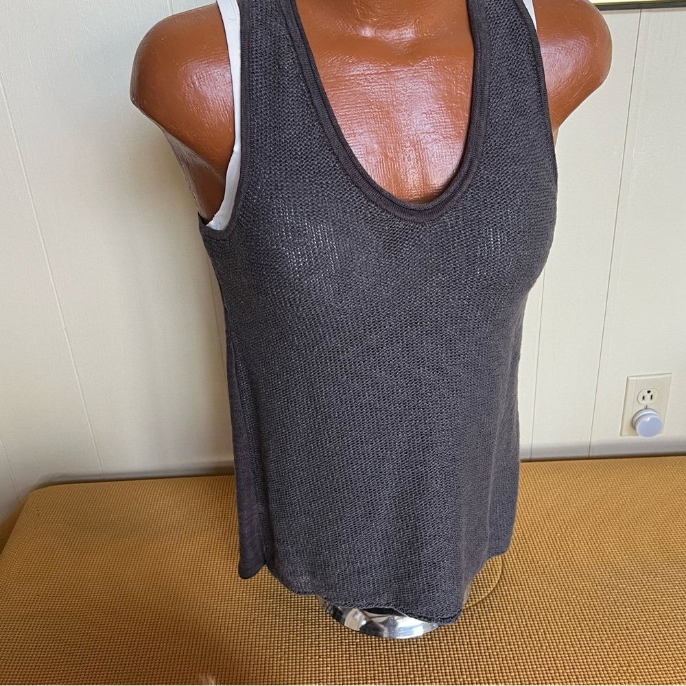 Athleta cotton linen scoop neck sleeveless shell M